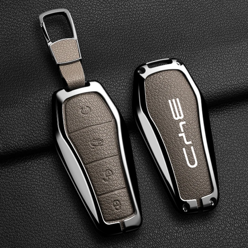 Zinc Alloy Leather Car Remote Key Case Cover For BYD Atto 3 Han EV Dolphin Lied Tang Dm Qin PLUS Song Pro MAX Yuan Accessories