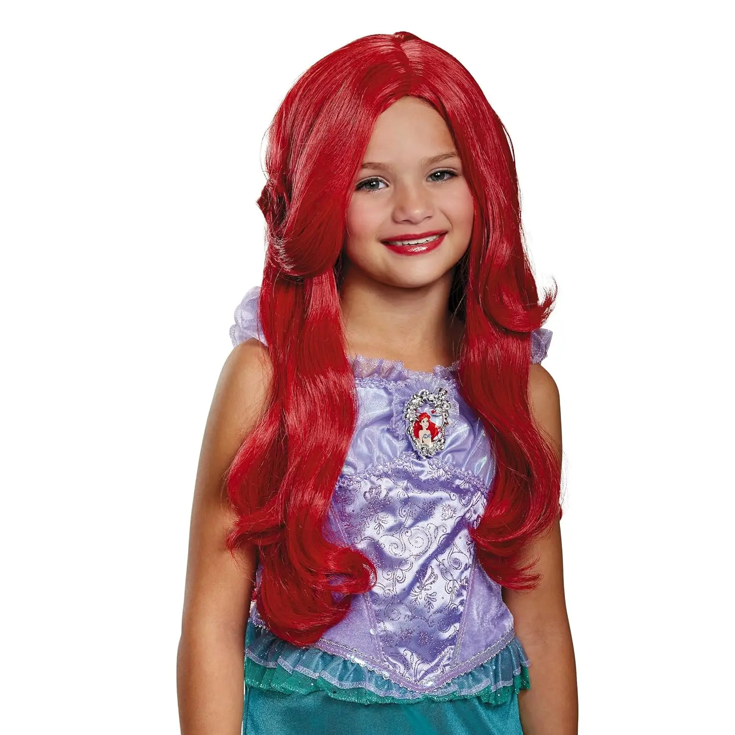 Disney Princess Ariel Little Mermaid Girls\' Wig RED Cosplay Long Wavy Synthetic Hair Cos Wigs Peruca Pelucas