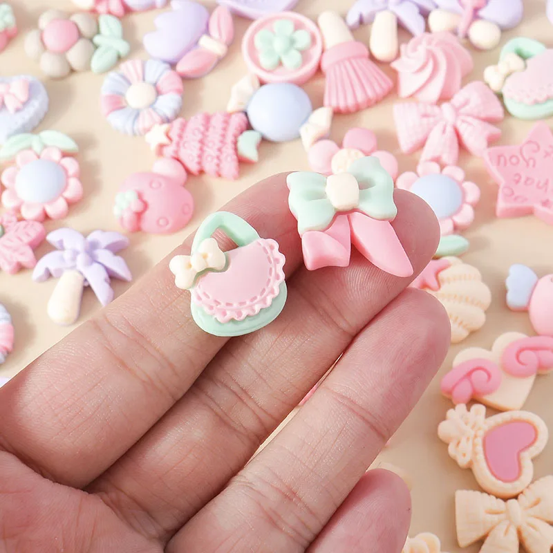 15pcs New Kawaii Summer Vacation Pink Flower Heart Butterfly Ice Cream Star Resin Earrings Charms Diy Jewelry Making Accessories