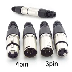 3 Pin 4 pin XLR Audio Cable Connector MIC Male Plug Female Jack Professional Microphone Wire Connector Power Adapter E2