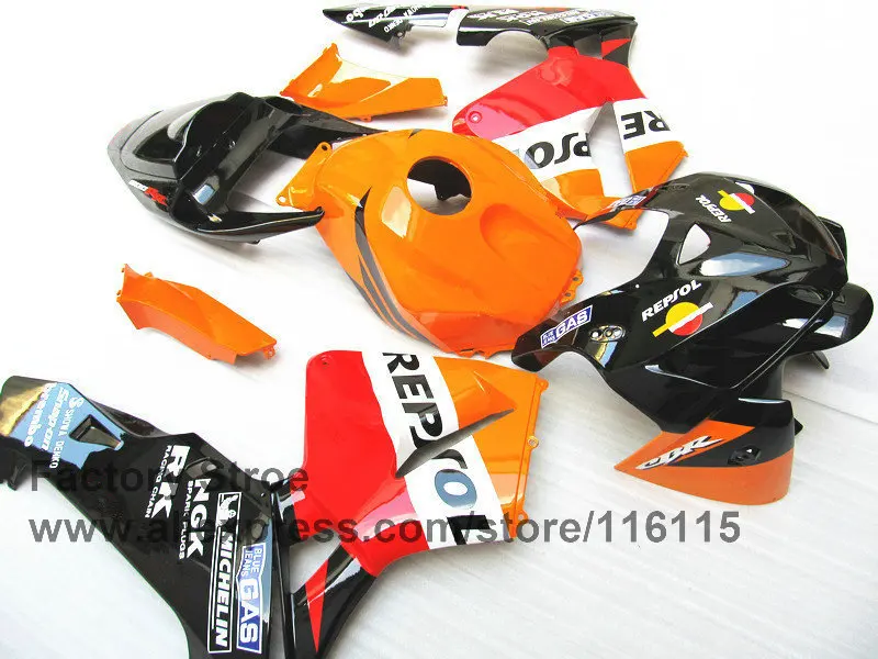 7gifts custom paint Injection Molding for HONDA 2005 2006 CBR 600RR CBR600RR fairings kit 05 06 orange repsol fairing set