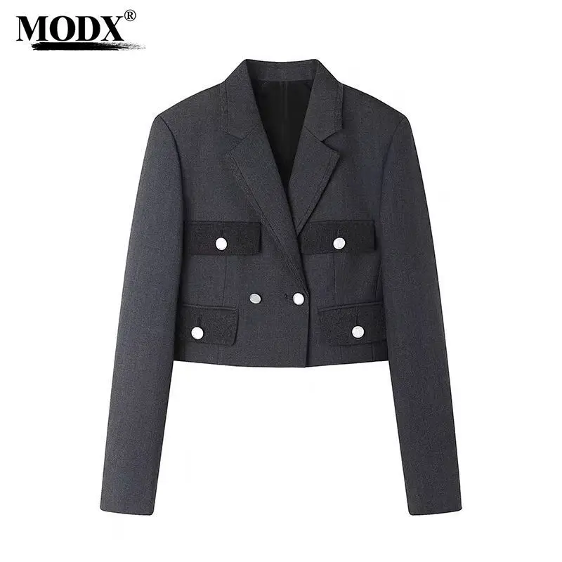 

[MODX] 2024 Autumn New Style Stylish Design Sense Double Breasted Short Suit Coat For Women