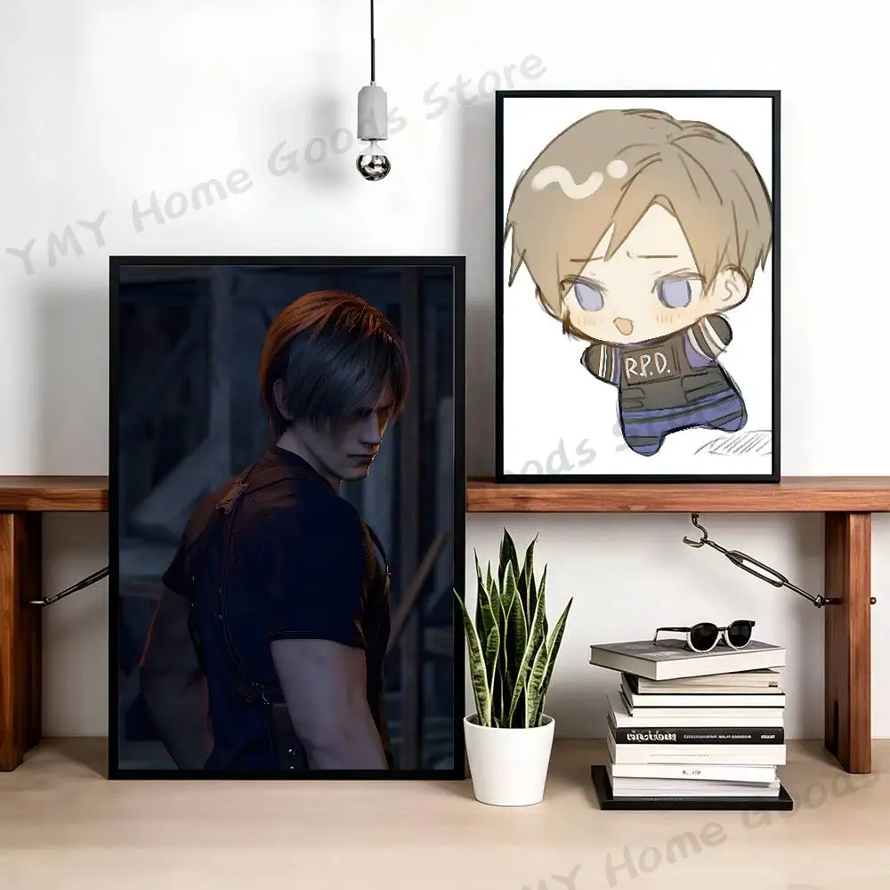 RE9 L-Leon Kennedy Poster Sticker Classic Art Painting for Home Bedroom Cafe Office Wall Decor