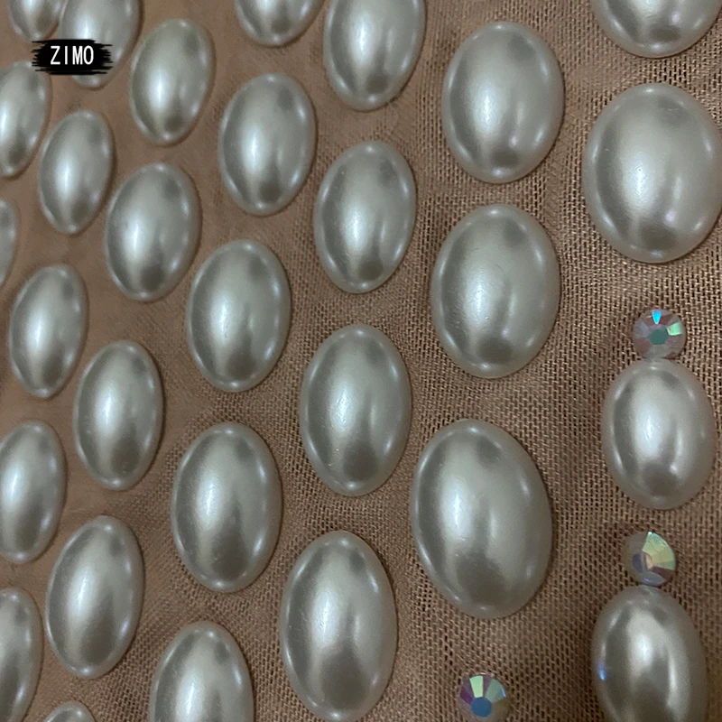 Nuovo stile Abito in rete di strass e perle di alta qualità, abito da ballo sexy a maniche lunghe, costume da cantante femminile, festa notturna di compleanno