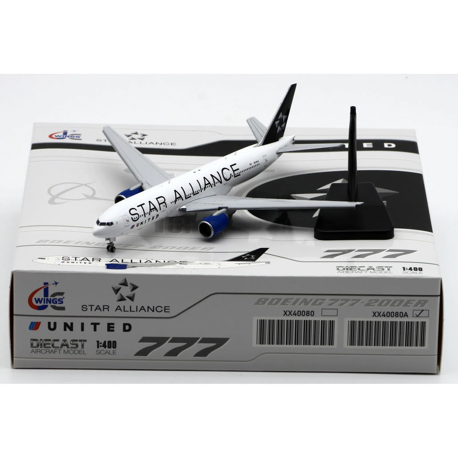 

XX40080A Alloy Collectible Plane JC Wings 1:400 United Airlines Boeing B777-200ER Diecast Aircraft Jet Model N218UA Flaps Down