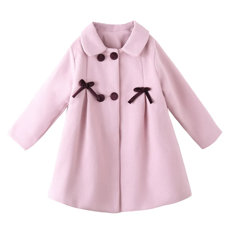 3-12 anni neonata vestiti invernali lana caldo cappotto di colore solido nuova moda coreana giacca lunga per bambini cappotto ragazza abbigliamento