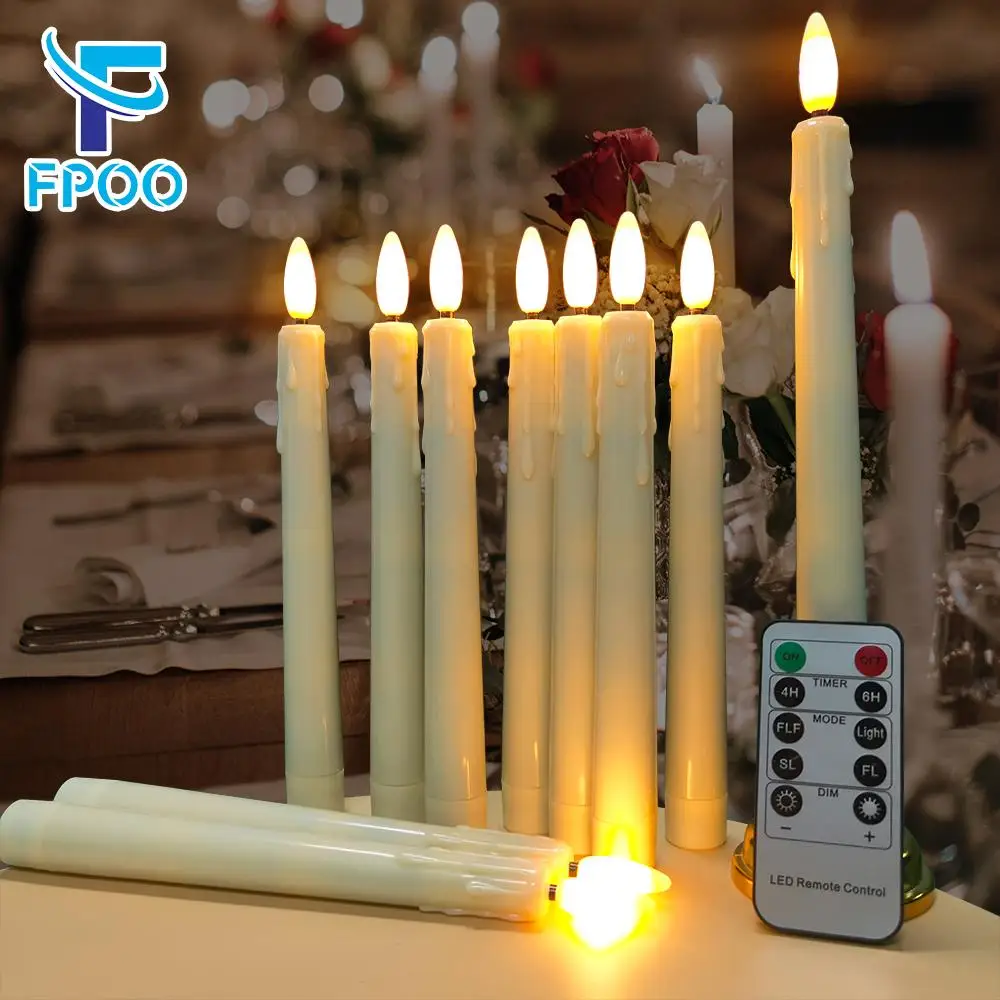 

FPOO Electronic Candles 21cm Flashing Flame Warm Lamp Light Tall Candle With Battery Timer Remote For Home Decoration Christmas