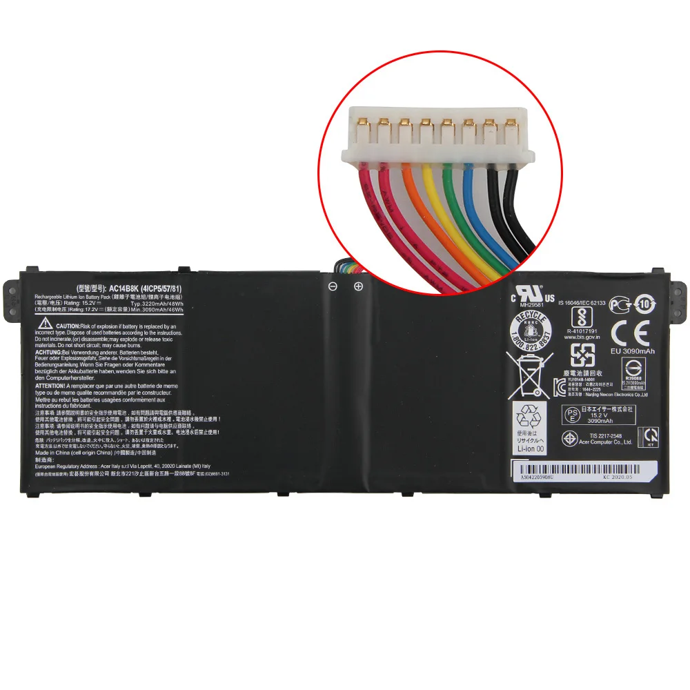 استبدال البطارية AC14B8K AC14B3K 3090mAh لشركة أيسر أسباير V3 V3-111P V3-112P V5-122P V3-371 بطاريات عالية الجودة مع أداة