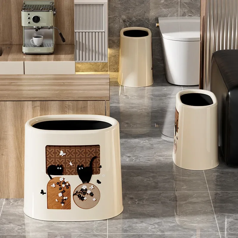 2025 New Medieval Style Trash Can Retro High End Large Capacity Waste Bin for Living Room Bedroom Kitchen Home Decor