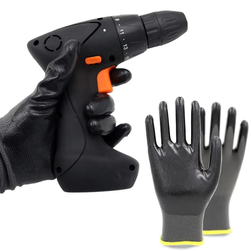 Nitrile Coating Work Safety Gloves Grey&black Antiskid Labor Protection Gloves Wear Resistant 13 Needle Oil Resistant Gloves