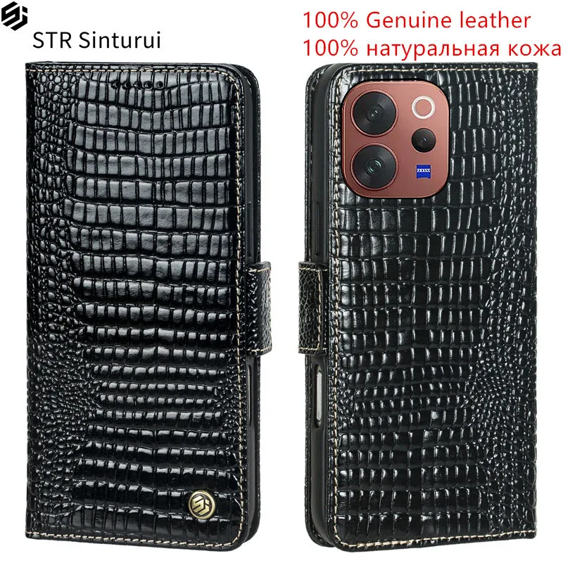 

STR Genuine leather lizard pattern card Slot Wallet Cover For vivo V70 Elite V60 V50 Lite 4G V50e Flip shockproof phone Case
