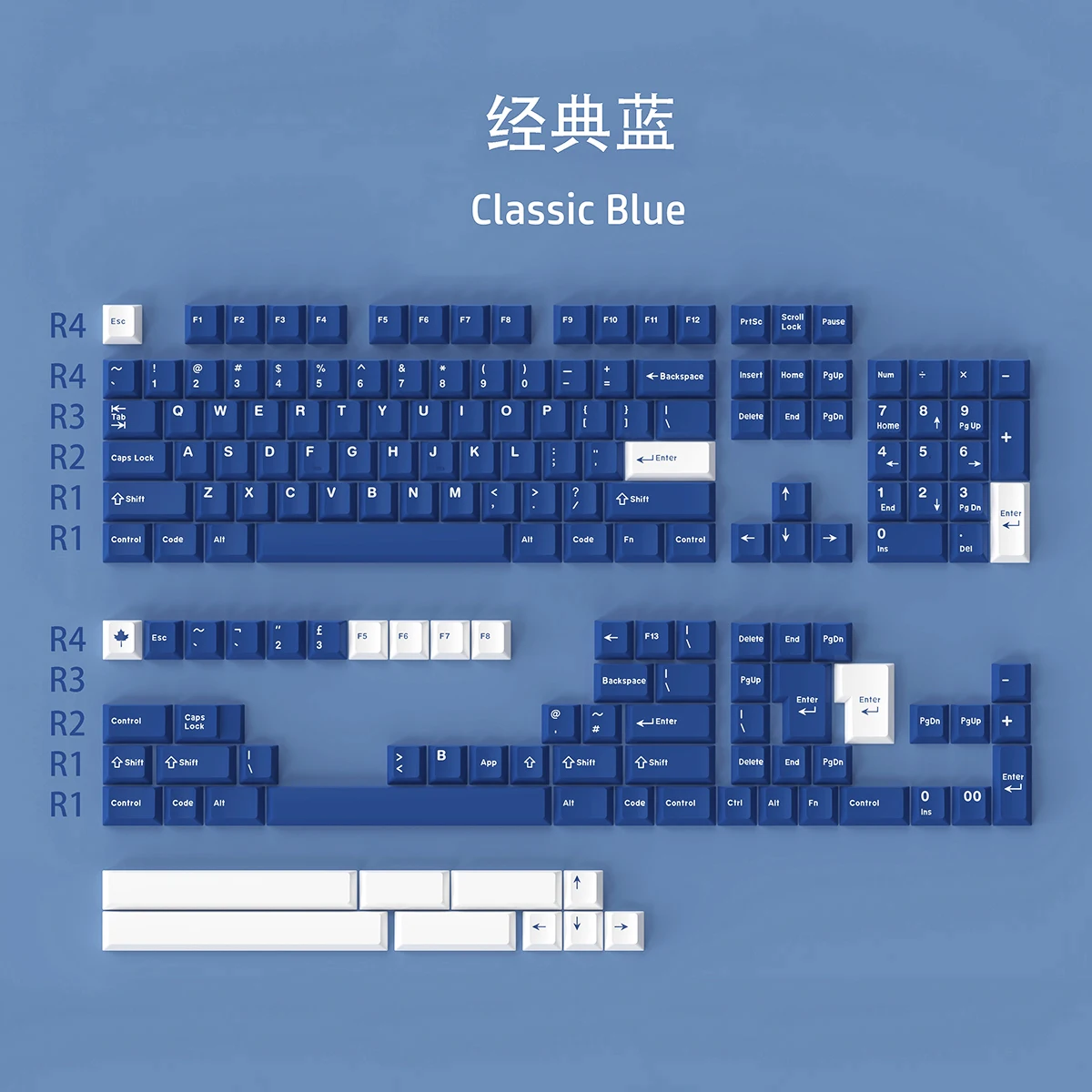 GMK Classic Blue Cherry Profile Keycaps 170 Pieces/Sets Key Caps for Full/TKL/ 60 80 96 Mechanical Keyboard with 7U Space Key