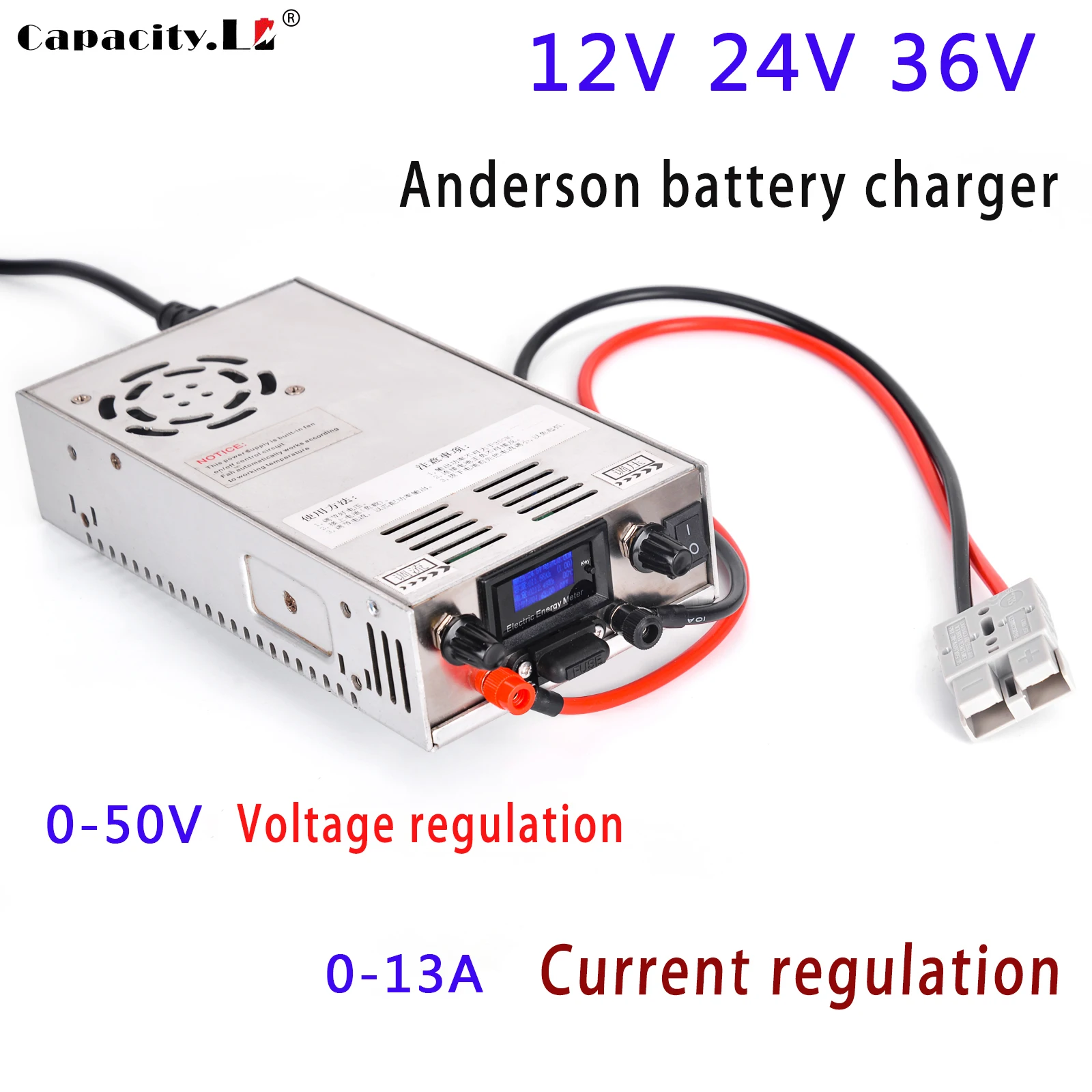 

24v 36v 48v Lifepo4 Charger 12V Lithium Battery Adapter 13A Adjustable Voltage and Current Fast Battery Charger