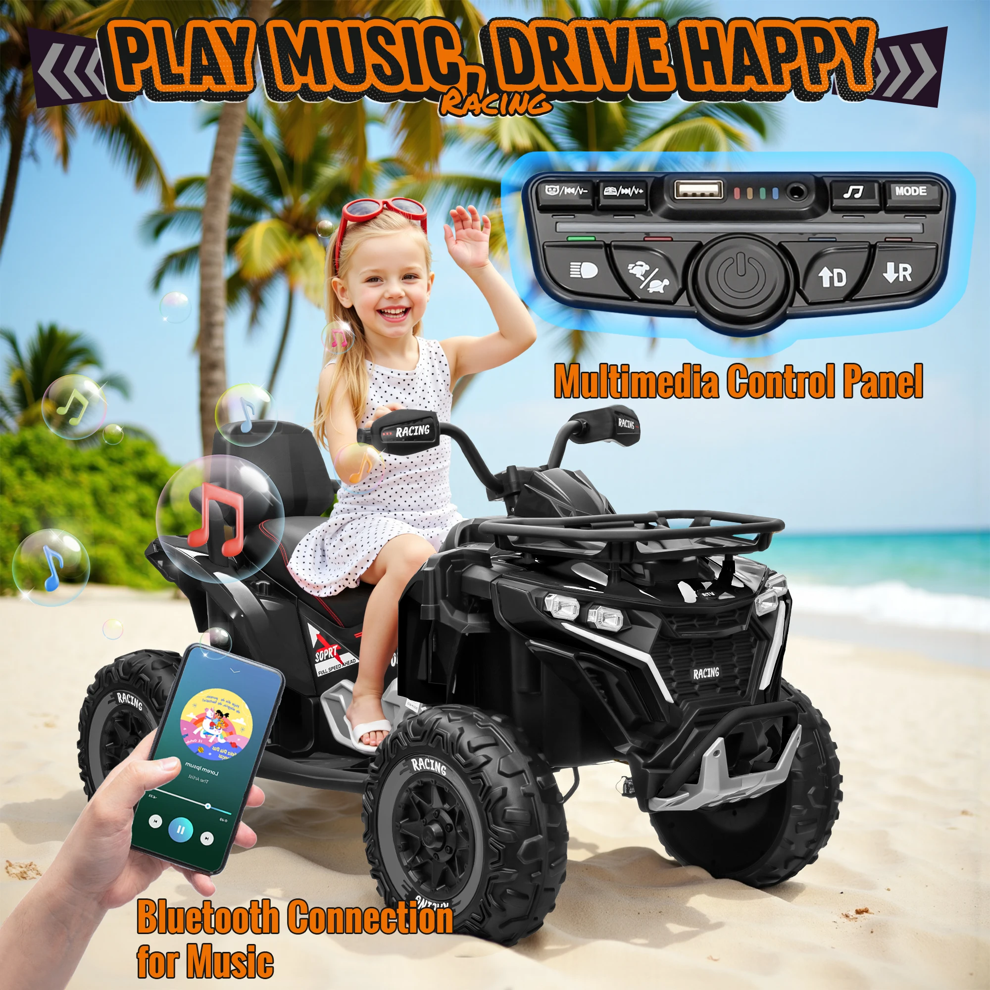 24V Large Four-Wheeled Off-Road Vehicle for Kids - 800W Powerful Motor, 4WD  Dual Leather Seats, Parental