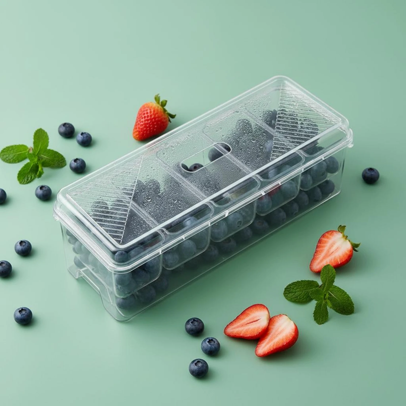 Divided Salad Bowl Removable Compartments Divided Serving Tray Lidded Snack Organizer Crisp Keeping Household Storage for Fridge
