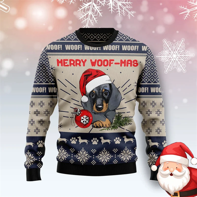 عيد ميلاد سعيد تصميم الألماني سترة قبيحة للنساء عادية فضفاض موضة البلوزات القبيحة مهرجان مضحك تصميم بلوزات