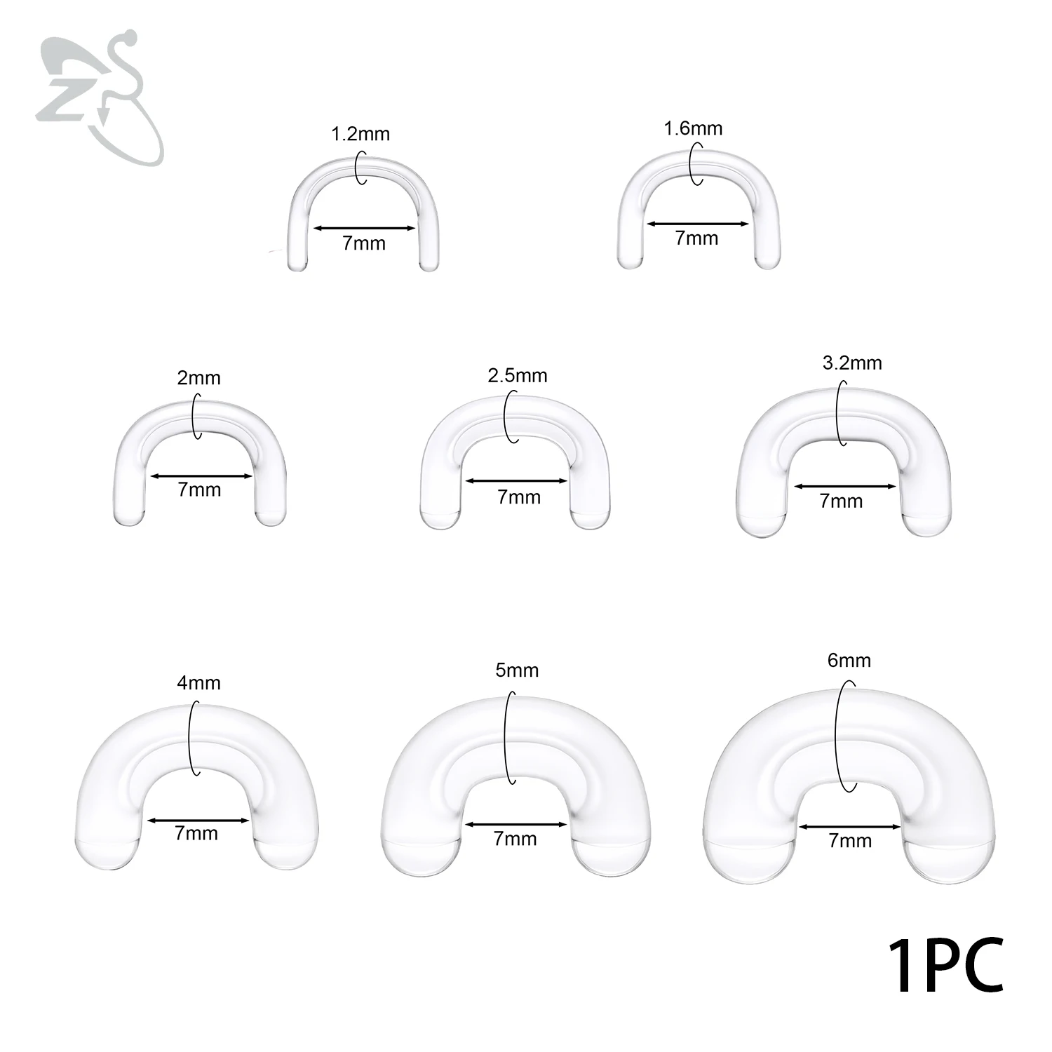 ZS 1PC 2G/4G/6G/8G/10G/12G/14G/16G Acrylic Nose Piercing Black Color Septum Rings Invisible Fixator Nose Rings Ear Expander