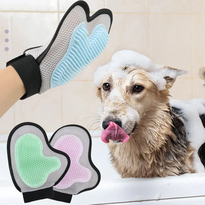 

Mesh Dog Hair Remover Glove Cat Dog Bath Massage Grooming Gloves Dog Accessories Fluff Remover Cleaner Equipment Puppy Cat Brush