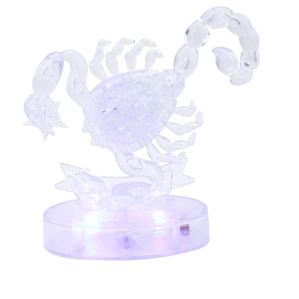 Creative Scorpio Shape DIY Assembly Puzzle Self Assembly Light-Up Jigsaw Puzzle Toy DIY Crystal Puzzle Decoration Desktop Decor