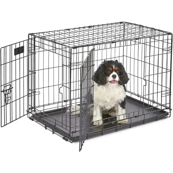 MidWest Homes for Pets Newly Enhanced Double Door iCrate Dog Crate, Includes Leak-Proof Pan, Floor Protecting Feet