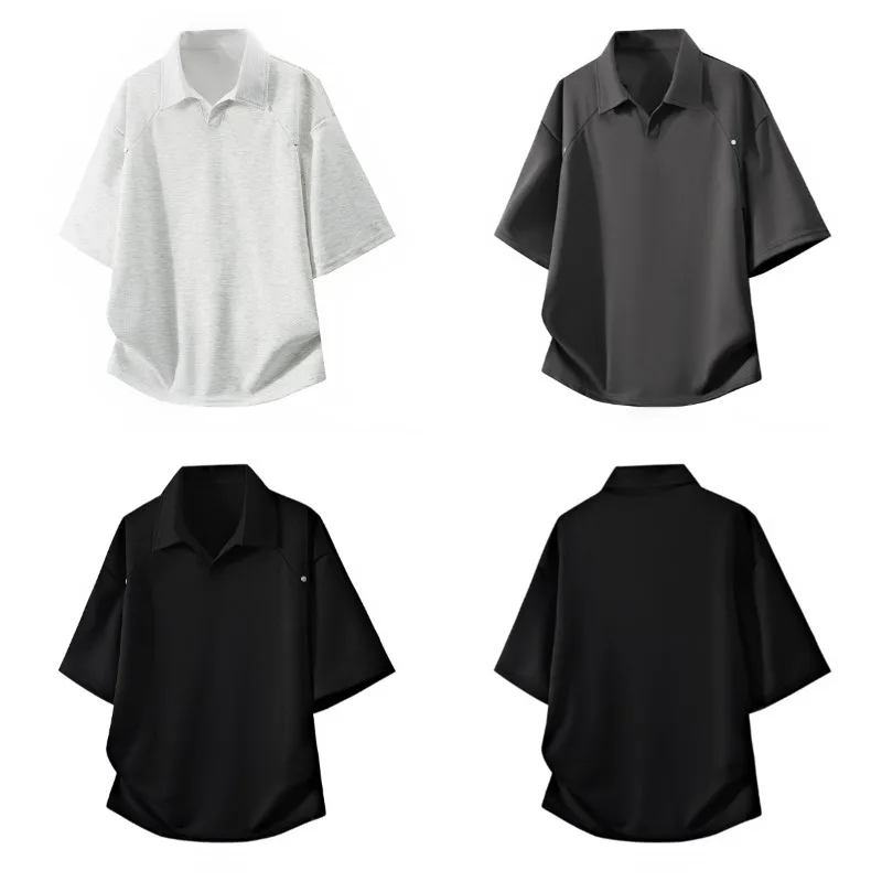 

Summer Outdoor Cycling Sports Fashionable Lapel T-shirt Trendy Loose Quick Drying Sports Casual Men's Short Sleeved Top