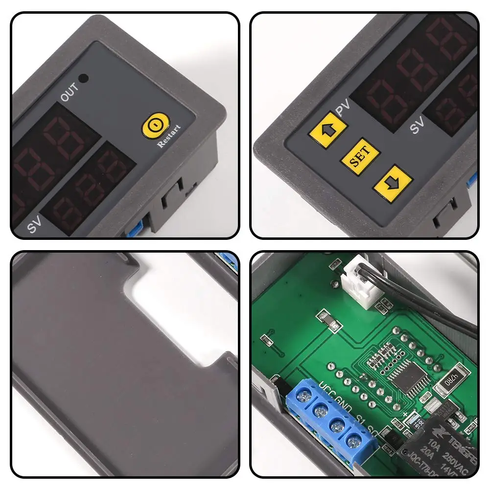 W3230 DC12V/24V Sondenlinie Digitale Temperaturregelung LED-Anzeige Thermostat mit Wärme-/Kühlungskontrollinstrument