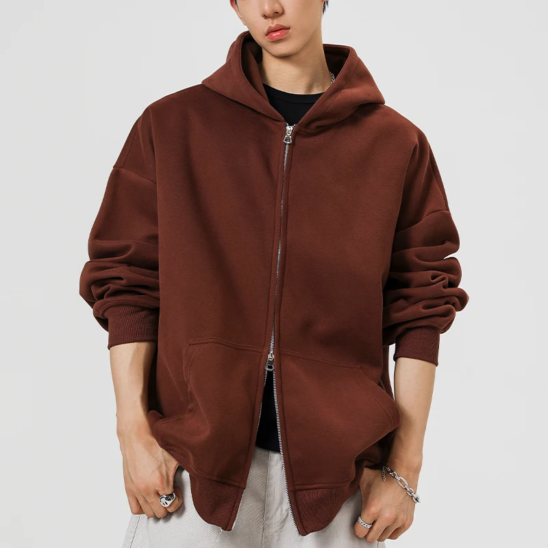 الرجال سستة هوديس الخريف الشتاء الرجال طويلة الأكمام مقنعين البلوز أزياء الذكور عارضة الزي ملابس رياضية فضفاضة تناسب هوديي #4