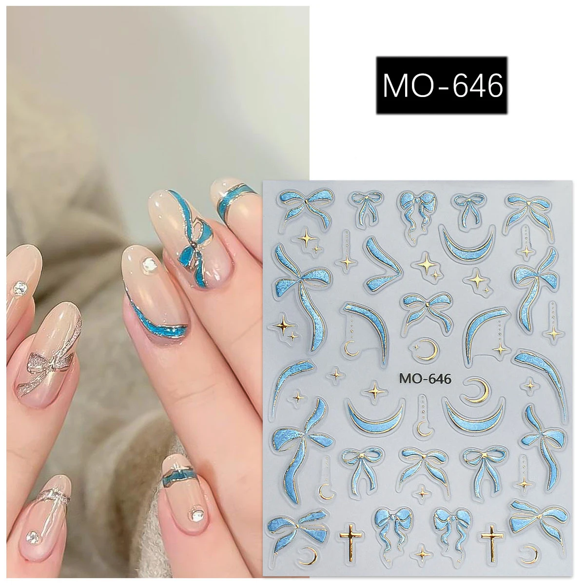 3/6 ورقة 5D الذهب احباط القوس القمر ستار مسمار الفن ملصقات معدنية الساخن ختم ذاتية اللصق مسمار الشارات للنساء DIY بها بنفسك #6