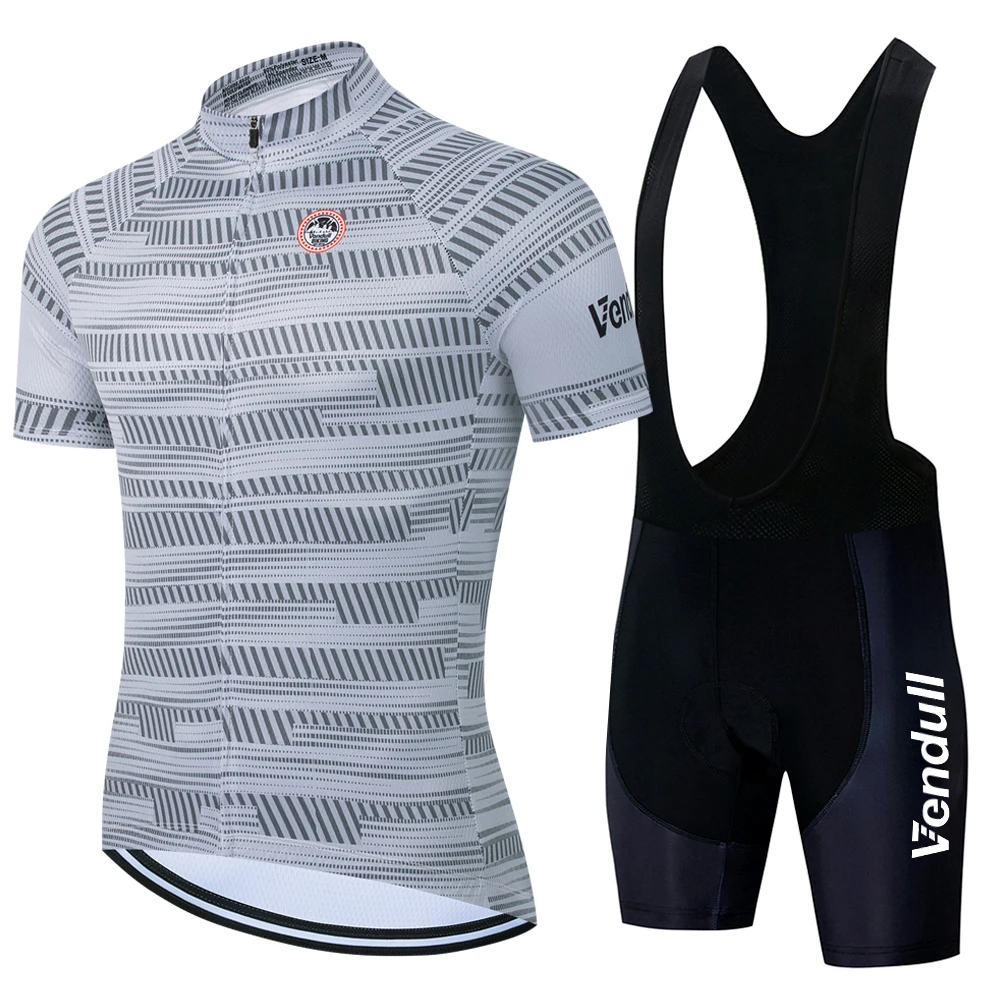 Image of 2025, Sommer Herren-Radsportbekleidung, kurzärmelig, Radlerhose, Hosenträger-Set, Neuankömmling, Vendull Outdoor-Radtrikot-Shirt