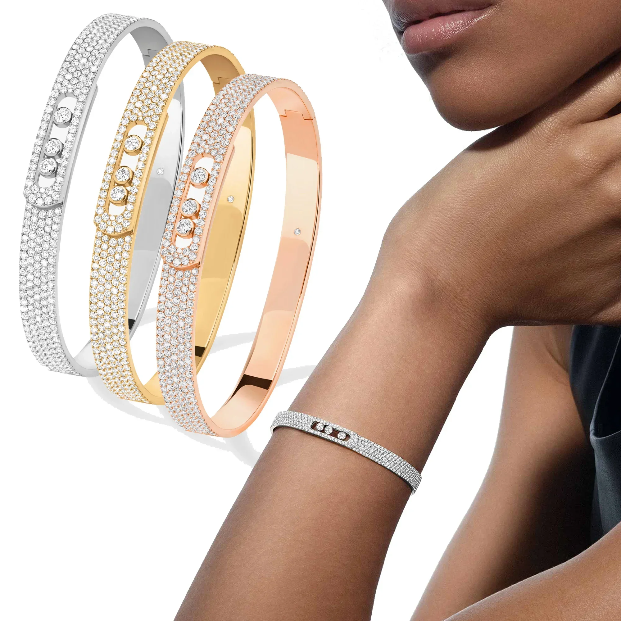 

2025 New Sterling Silver s925MOVE NOA Full Set Diamond Heavy Industry European and American Luxury Women's Gift Bracelet