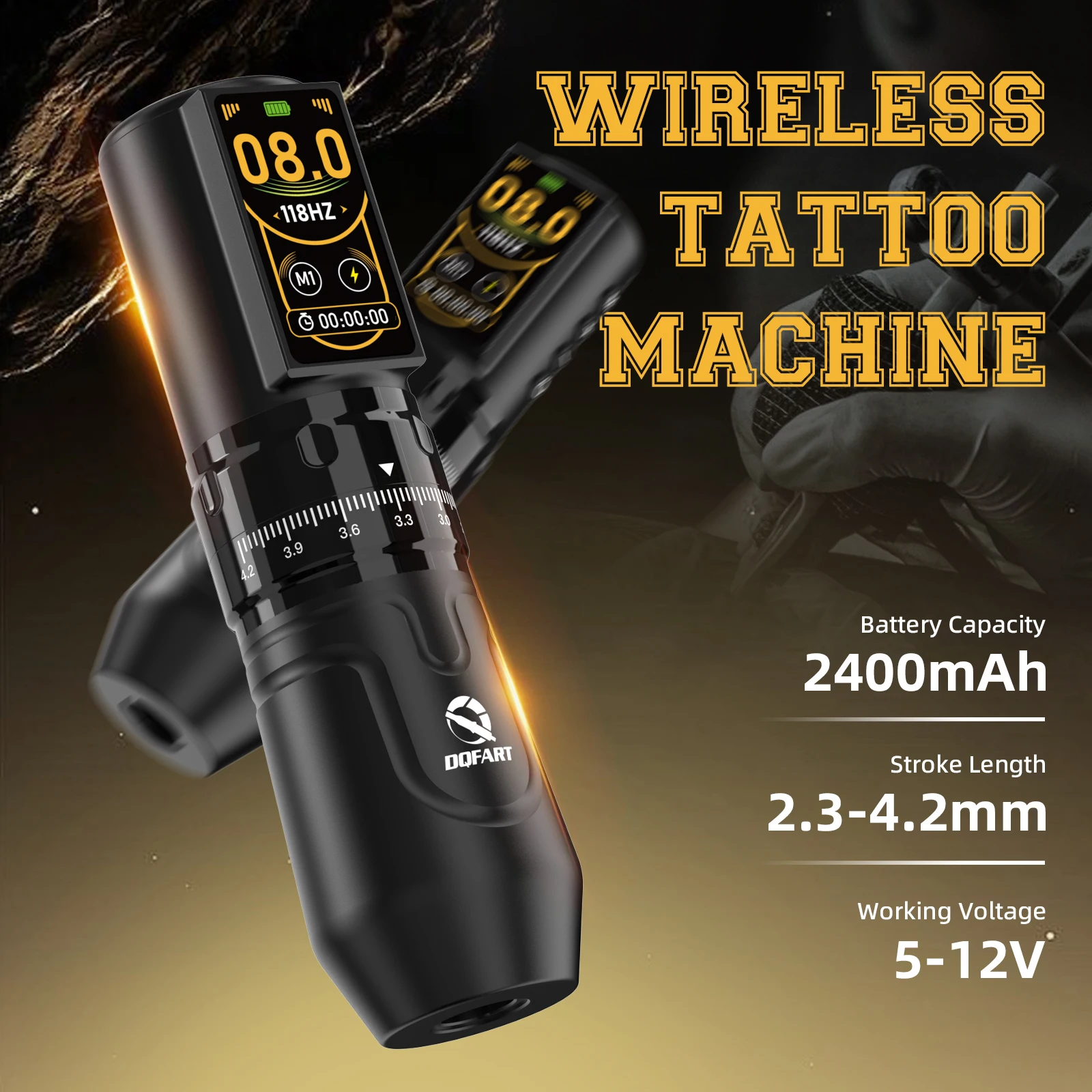 

DQFART 2400mAh Batteries Wireless Tattoo Machine T8 Pro Tattoo Pen for Pro Body Artist Tattoo Supplies Tattoo Accessories