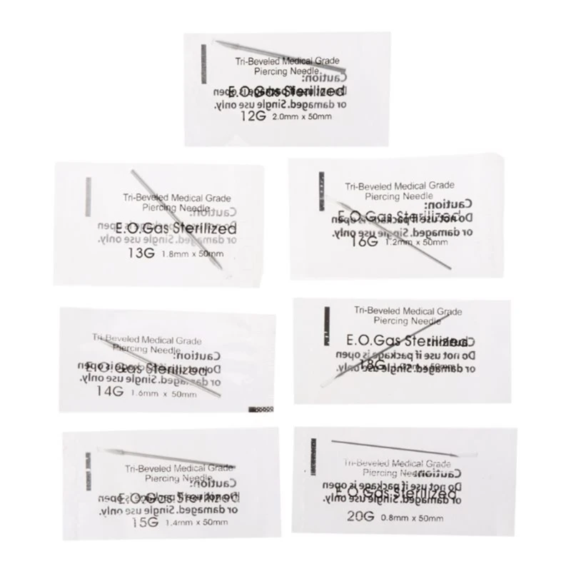 20XTongue Lip Eyebrow Hollow Piercing Needle Stainless Steel Disposable Body Puncture Needle 12/13/14/15/16/17/18/19/20G