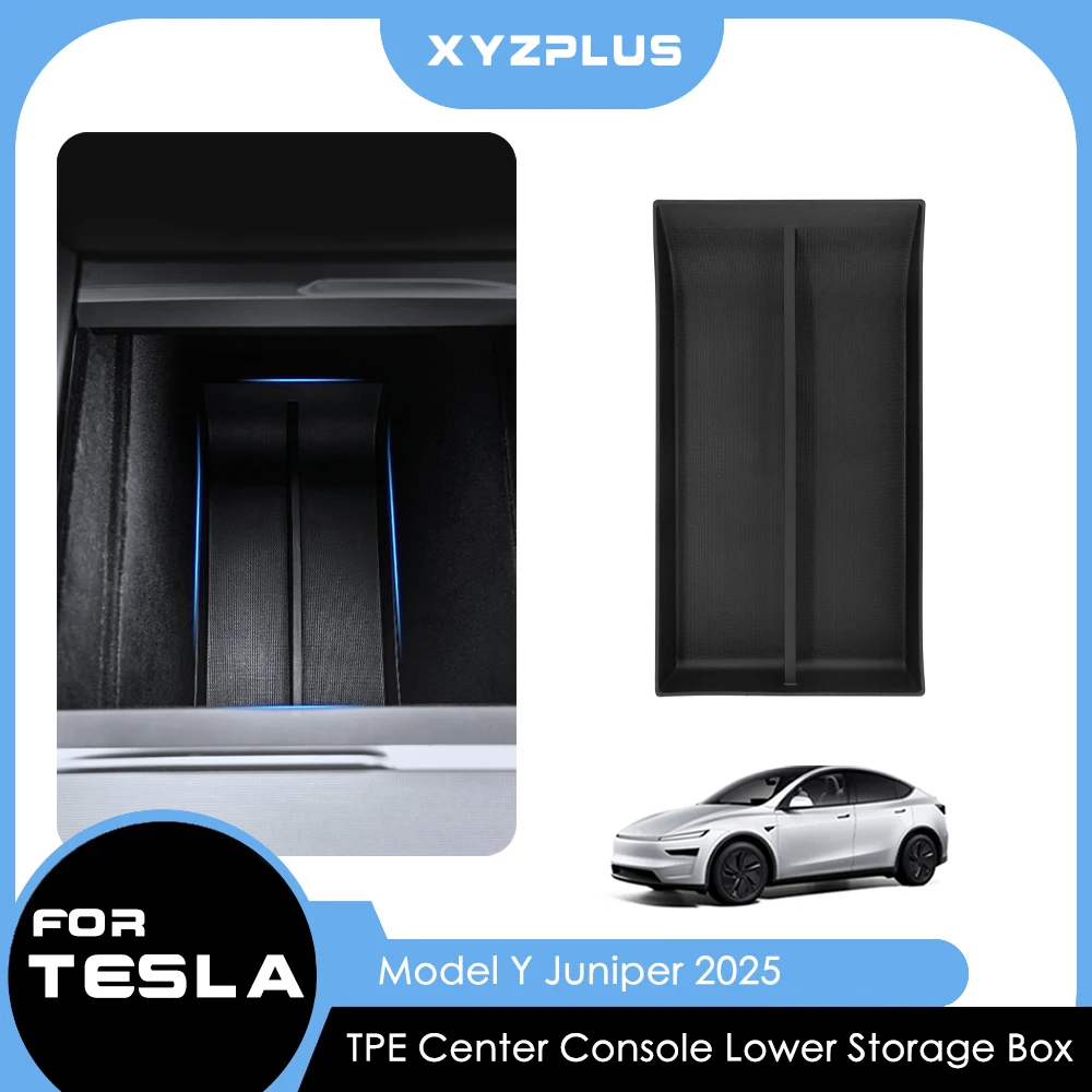 Console centrale Scatola portaoggetti inferiore Vassoio organizer per Tesla Nuovo modello Y Juniper 2025 TPE Scatola portaoggetti nascosta Accessori interni