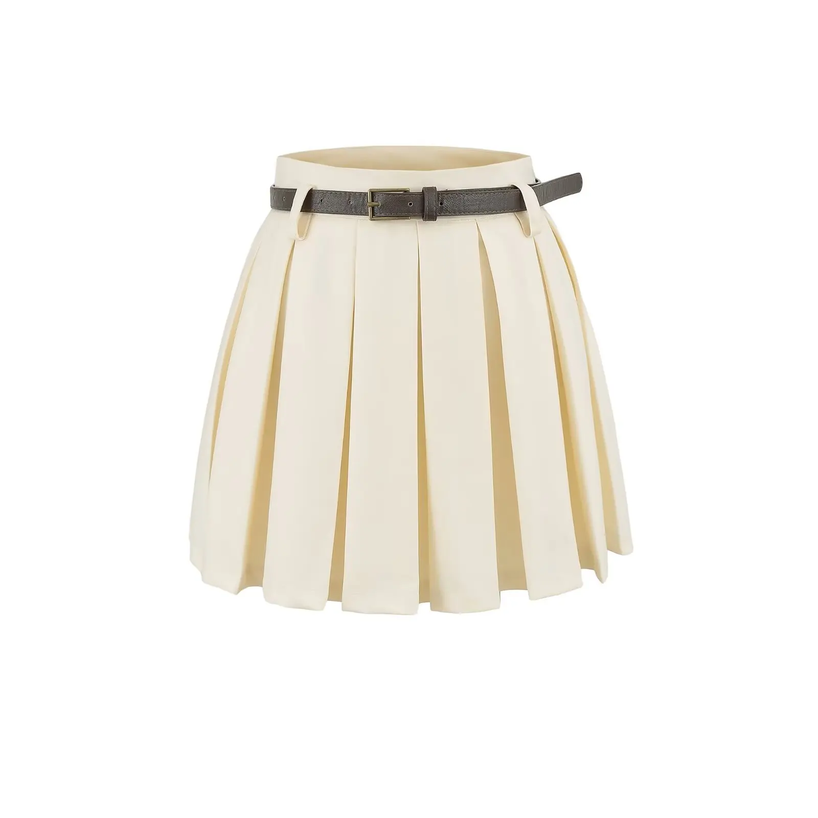 

High Waist A-Line Skirt with Belt Street Sle Vintage College Girl Homebody ort Skirt f Body Skirt Women's Faion