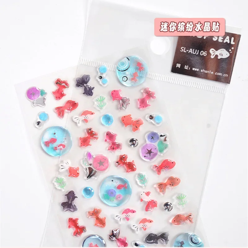 1 sheet Japanese Goldfish Hot Silver Crystal Glue Sticker Phone Case Decoration Sticker