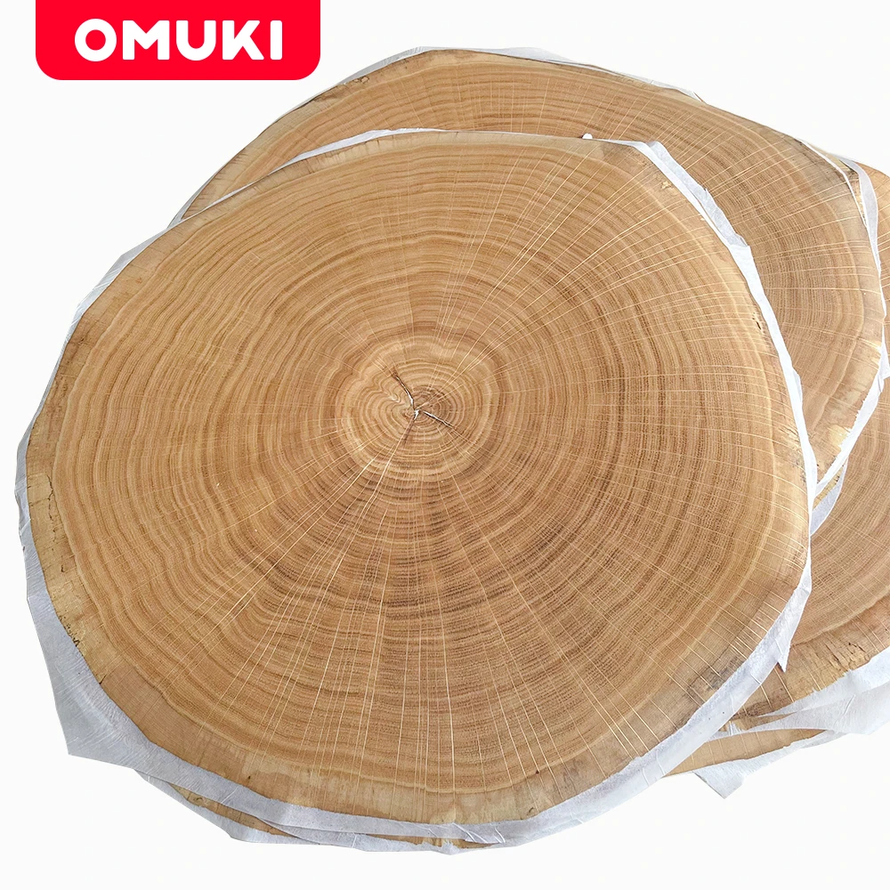 OMUKI قشرة الخشب الطبيعي لتقوم بها بنفسك زخرفة الأثاث البلوط الأوروبي السنوي حلقة القشرة لسطح الطاولة الأثاث تجديد الحرف