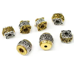 5Pcs Tibetan Silver Gold Color Metal Loose Spacer Beads Big Hole Bead Charms For Jewelry Making DIY Handmade Bracelet Findings