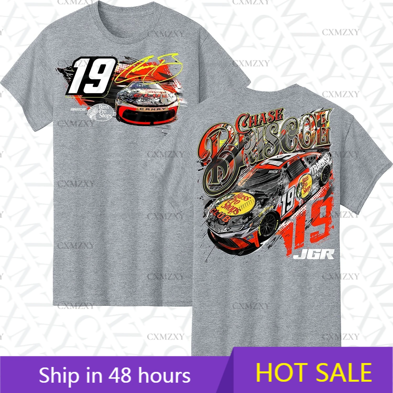 

Chase Briscoe 2025 Bass Pro Shops SPG 2-Spot T-Shirt Gray