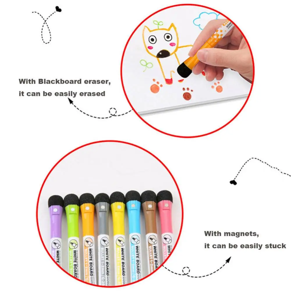 Magnetic Dry Erase Markers Magnetic Whiteboard Pen Writing Drawing Erasable Board Marker Office Supplies Kids Teacher Supplies