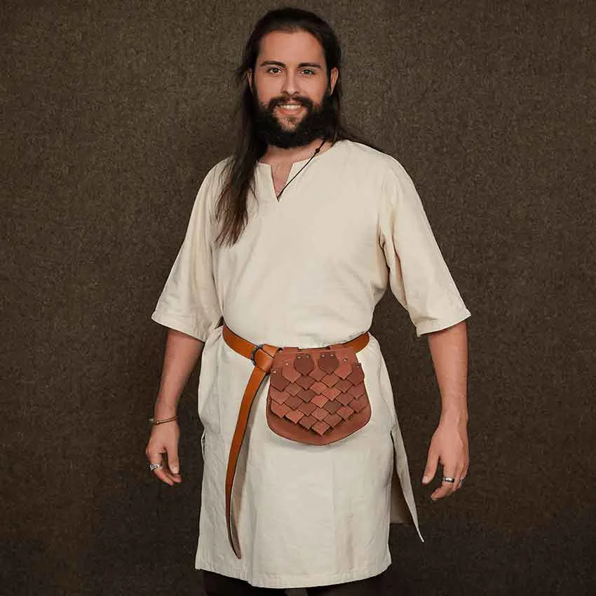 Średniowieczna Saszetka Biodrowa z Imitacji Skóry w Łuskę, Akcesoria do Kostiumów LARP dla Kobiet i Mężczyzn