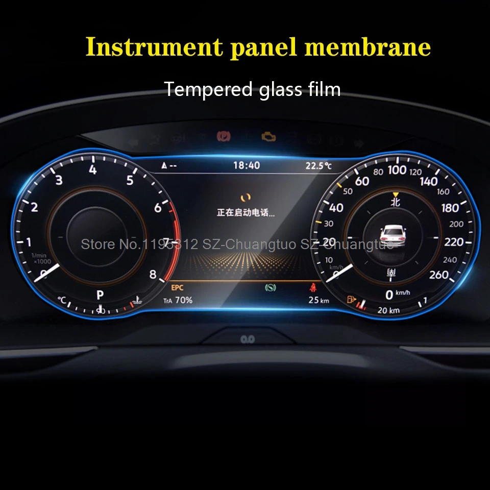 Tempered Glass Screen Protector For Volkswagen Tiguan 2018 Instrument Panel 12.3 Inch Auto Interior Accessories