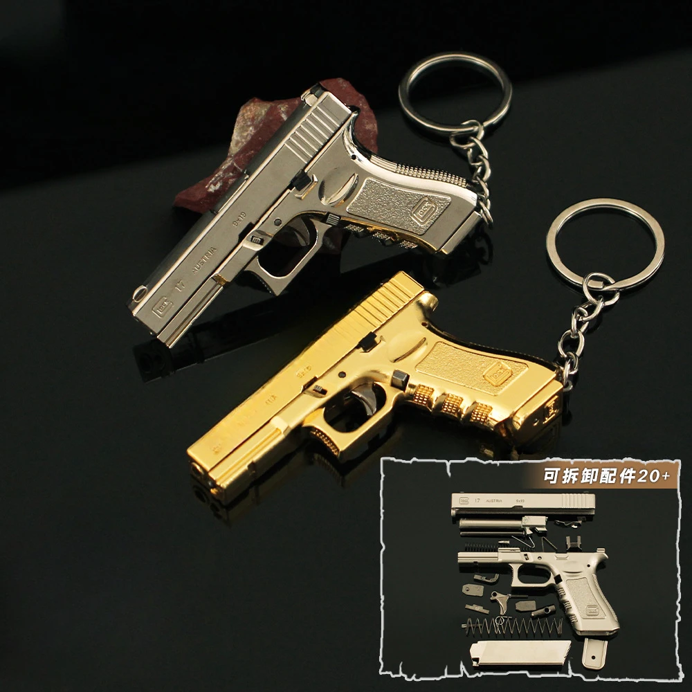 

6.5cm Mini Glock G17 Pistol Game Weapon Removable Metal Grab Model Pendant Keychain Ornaments Crafts Collection Toy Gift for Kid