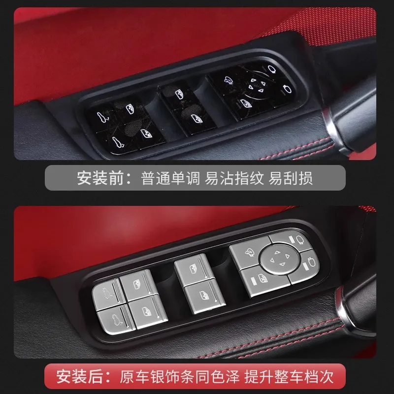 For Porsche Cayenne Macan Panamera Car Window Up Button Decorative Sticker Switch Window Interior Modification Accessories