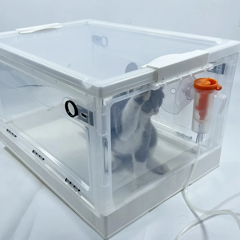 New Veterinary Pet Atomization Nebulization Box Oxygen Cage Room Foldable Easy To Carry Nebulization Box Oxygen Room For Pets