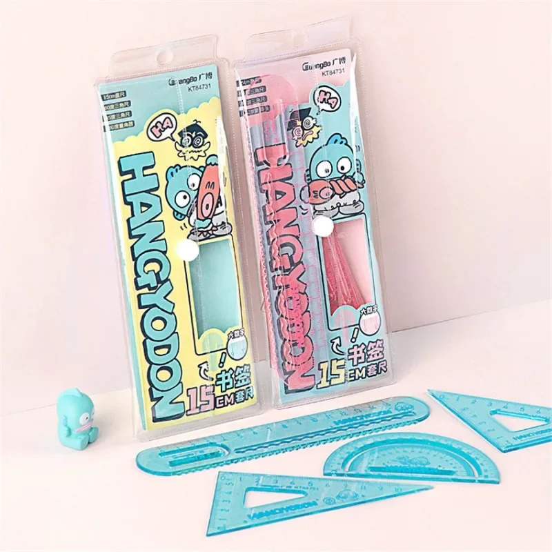 Sanrio animation peripheral cartoon Hangyodon ruler student learning stationery set 15cm soft ruler measuring drawing tool gift