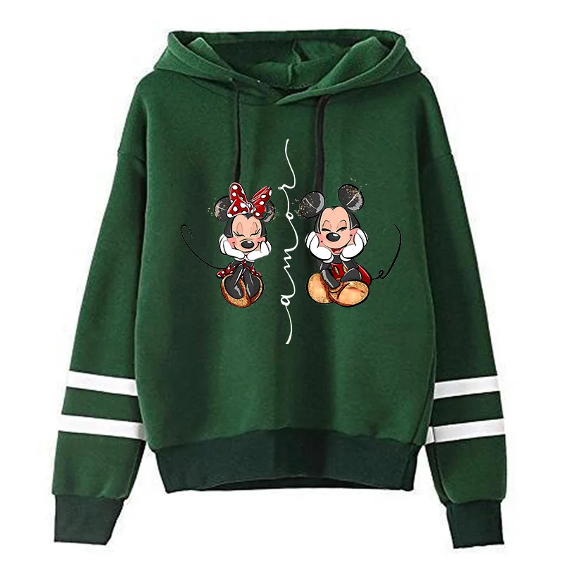 Cute Christmas Minnie Sweatshirt Disney Hoodie Clothes Girl Boy Mickey Mouse Hoody Top Hoodies Y2k 90s Kawaii Harajuku Cartoon