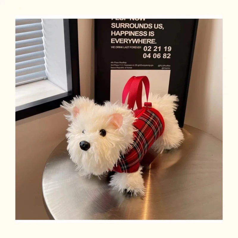 حقيبة كتف نسائية بتصميم إبداعي لكلب ويست هايلاند تيرير، حقيبة كروس بودي مع فرو صناعي، جيب خفيف الوزن بسحاب، مناسبة