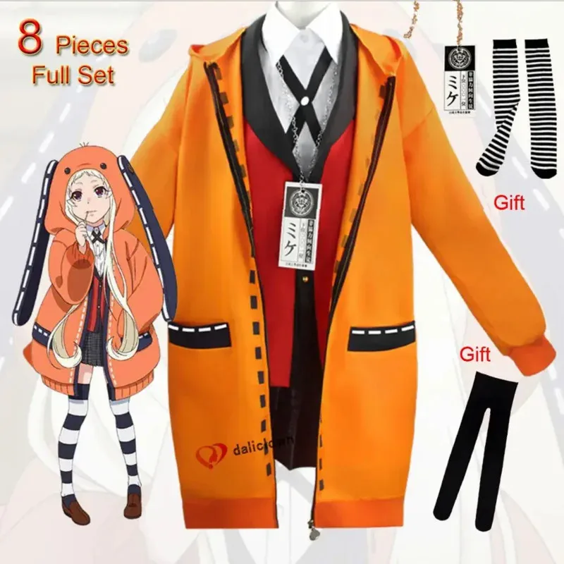 A Litter Of Bears Аниме Kakegurui School Girl JK Uniform Hoodie Rune Runa Yomotsuki Косплей Костюм Kirari Yumeko Jaba 2025 Новый