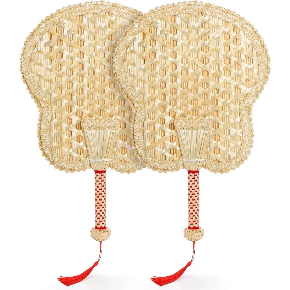 

Two Handwoven Straw Fans for Summer Cooling Wedding Home DIY Travel