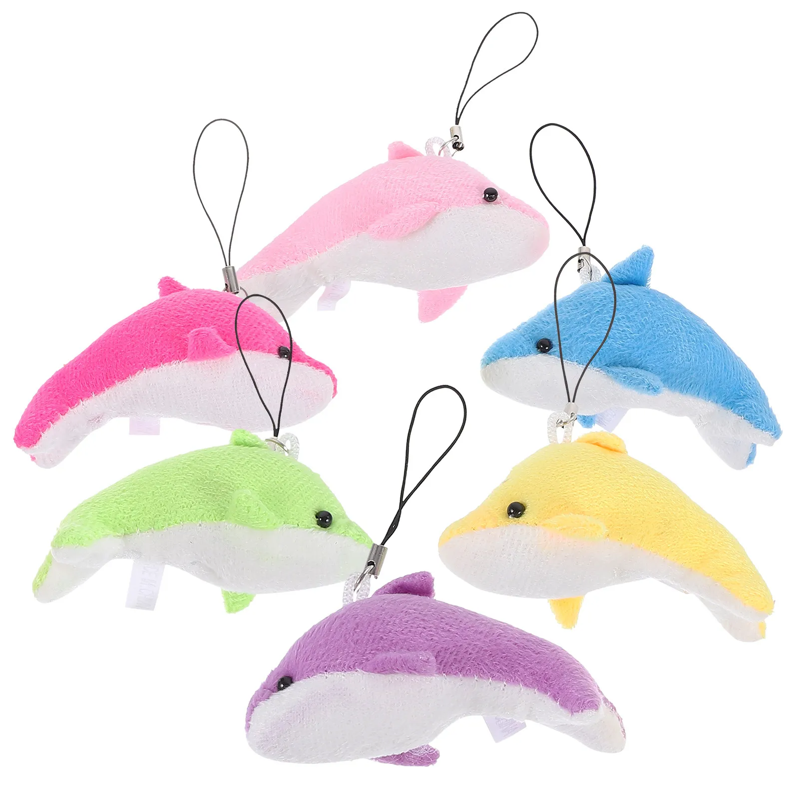6Pcs Dolphin Hanging Ornament Lightweight PP Cotton Dolphin Pendant for Luggage Wallet Car Keys Purse Decor Mini Stuffed Animal